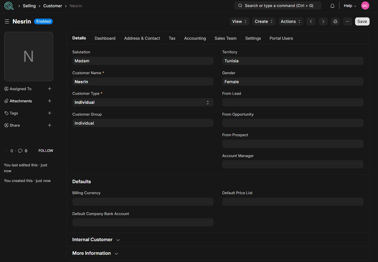 Gestion Client - Mode Sombre