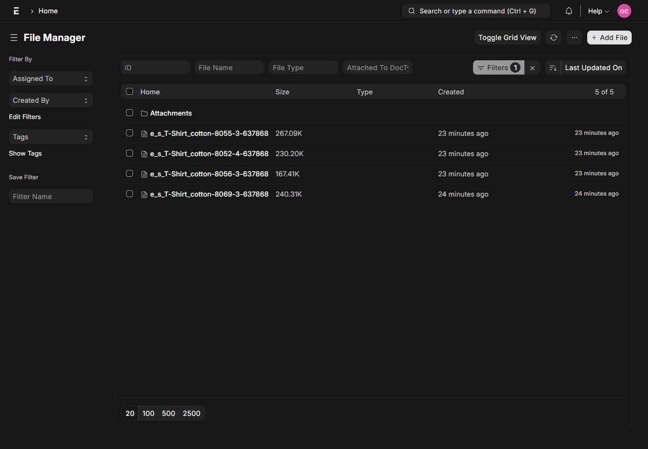Stockage de Documents - Mode Sombre
