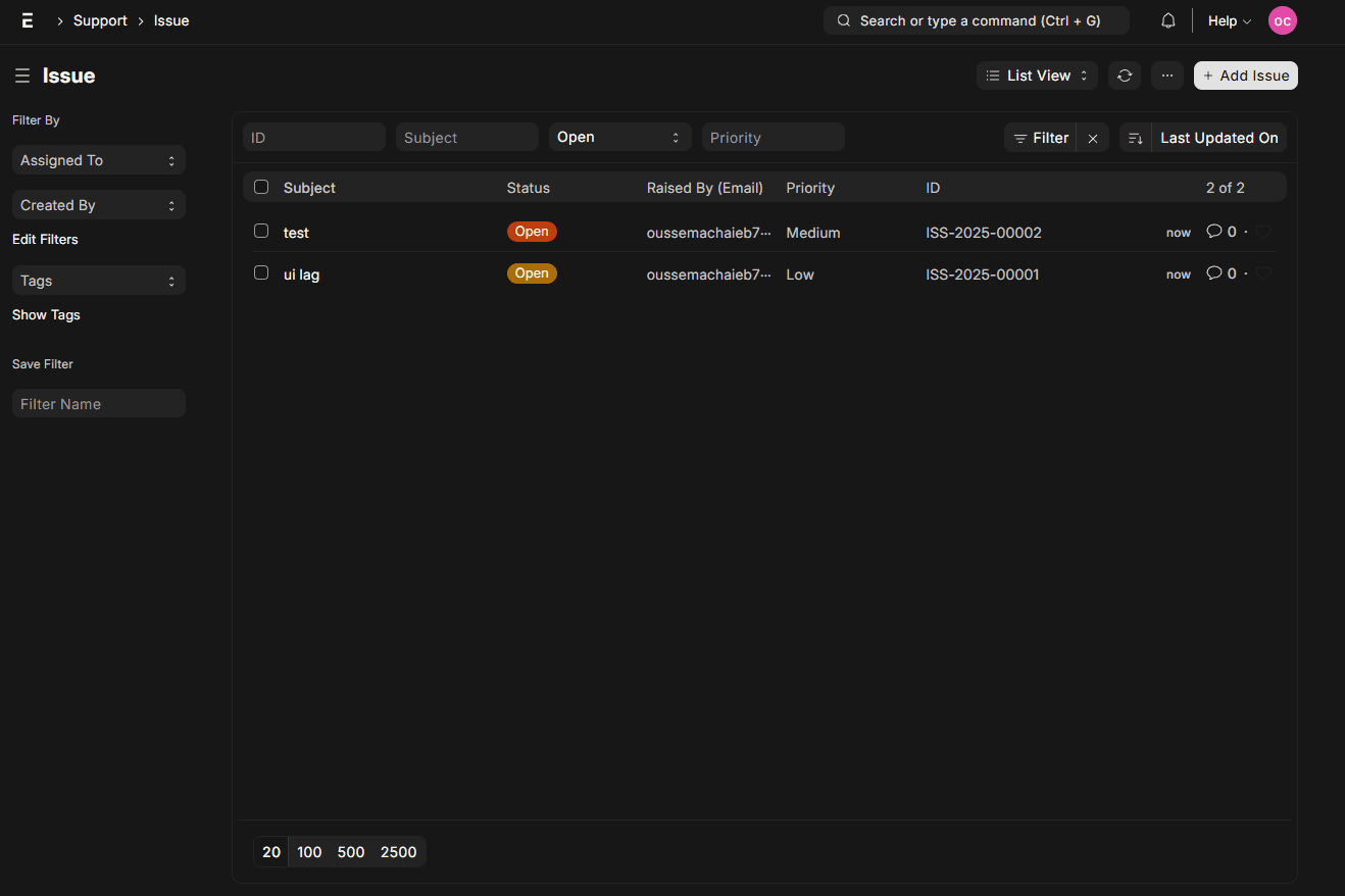 Gestion des Incidents - Mode Sombre