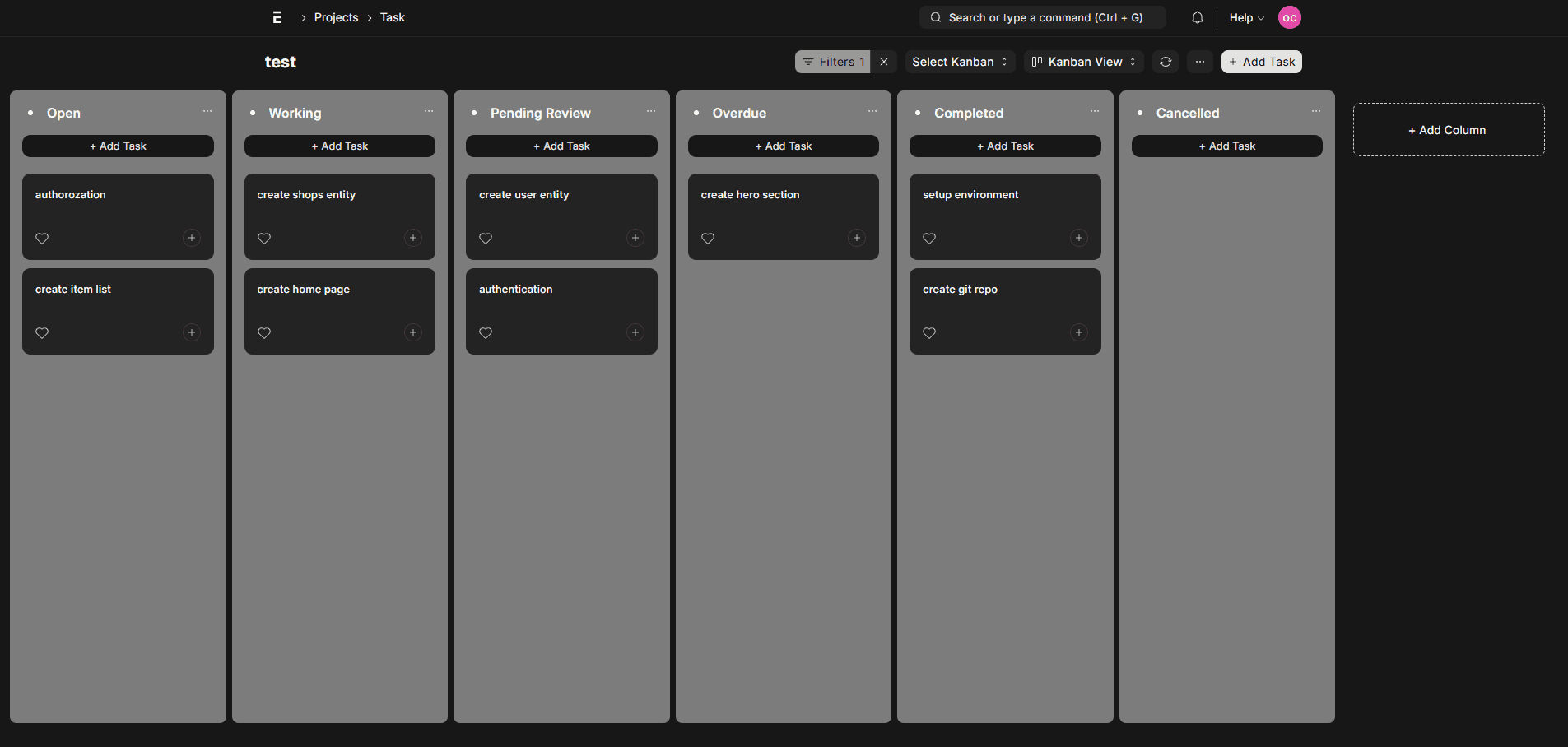 Planification de Projet - Mode Sombre